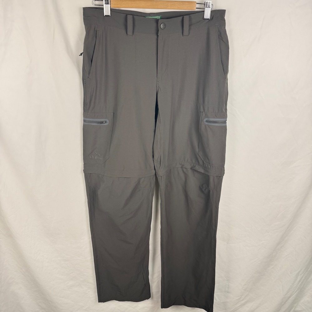 LL Bean Men's Gray Convertible Cargo Hiking Pants 32x34 Outdoors Work Gorpcore